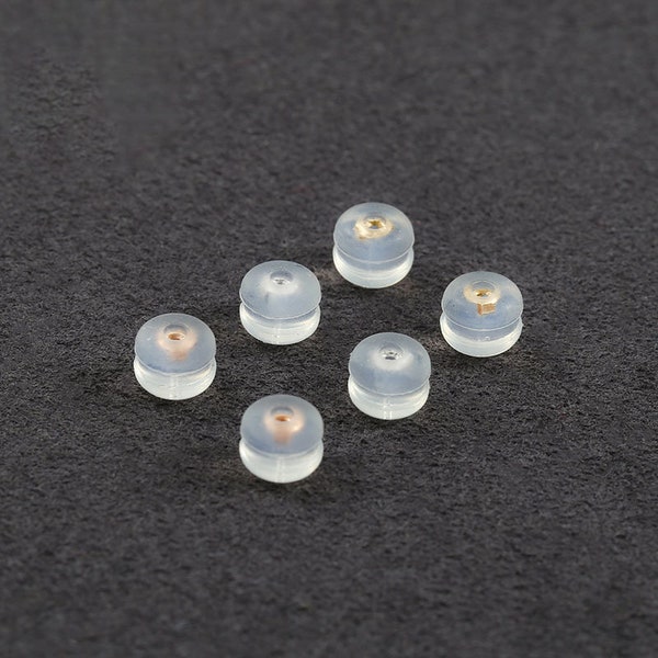 Silicone Earring Backs 100-Pack Clear - Soft Rubber Stoppers - Foto 4