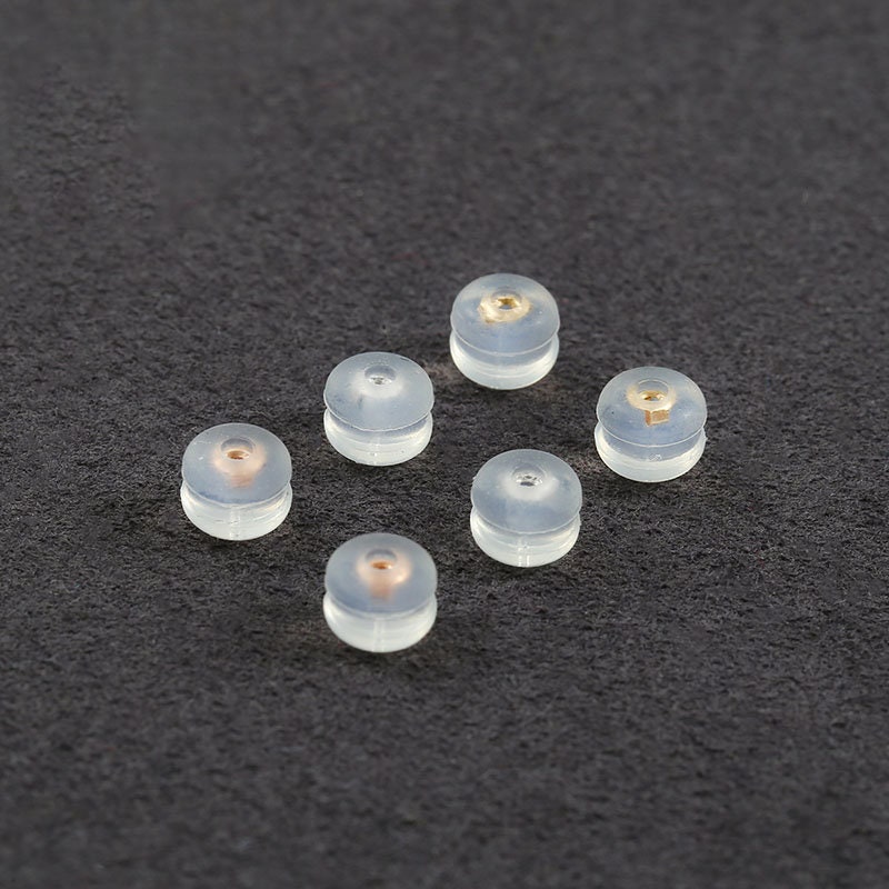 Bulk 100pk (50 pair) Round Tube Rubber Earring Back Stoppers 3x3mm  Translucent