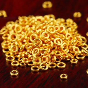 24K Pure Gold Spacer Beads - 999 Gold Beads - Glossy Rondelle Bead - Flat Round Spacer - Gold Beads for Bracelets - For Jewelry Making