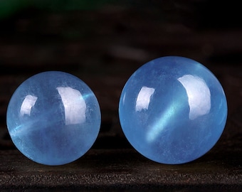 Nature Aquamarine Stone Beads - Blue Aguamarine Gemstone - Round Spacer - Loose Beads for Jewelry Making Design 5mm 6mm 8mm 10mm 12mm