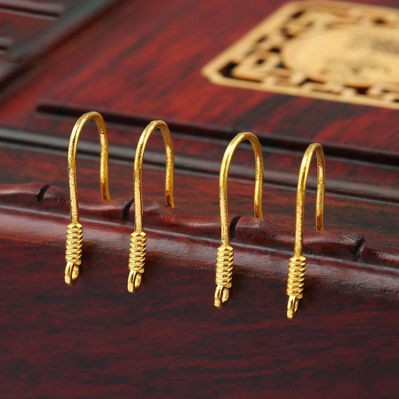 1Box 24pcs 6 Styles Cubic Zirconia Decor Earring Hooks 18K Golden Plated  Ear Wire Fish Hooks With Loop For DIY Earrings Jewelry Making For Women  Girls