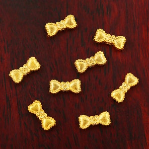 18k Gold Spacer Bead - 4.3x9.6mm - Bowknot Beads - Cute Bow Bracelets Spacers - Gold Bow Beads - Spacer Beads - Handmade Jewelry Findings
