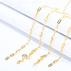 18K Gold Chain Extender - Square Extension Chain - Gold Necklace Tail Chain - Chain Lengthener for Bracelet Jewelry - 16cm/17cm/18cm/20cm