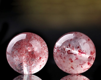 Natural Strawberrie Quartz - Gemstone Bead - 6mm 7mm 8mm 9mm 10mm - Super Clear Natural Light Red - Loose Round Beads - DIY Jewelry Making
