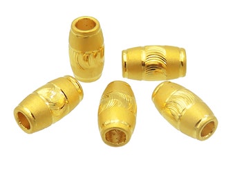 999 Pure Gold Spacer Bead - 4x7mm - Cutting Spacer - Matte Gold Bead - Bracelet Spacer - Round Barrel Beads - Drum Bead - Handmade Jewelry