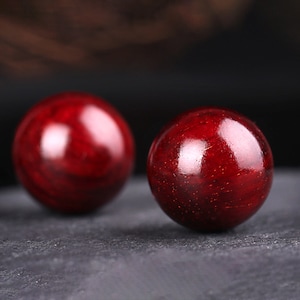 Natural Indian Red Sandalwood - Round Loose Beads - Pterocarpus Santalinus - Natural Wood Bead - Loose Beads for Jewelry Making