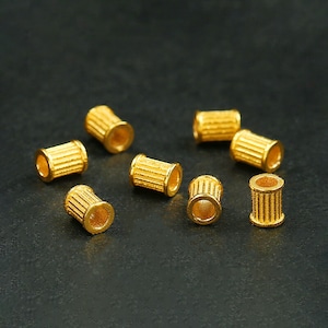 18K Gold Round Tube Spacer Beads - Gold Tiny Tube Beads - Antique Gold Jewelry Spacer - 3.1x4.1mm Pave Beads - Jewelry Supplies