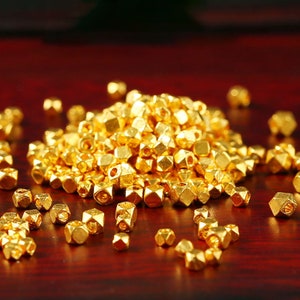 999 Pure Gold Spacer Beads - Gold Octagonal Beads - 24K Gold Small Beads - Beads Bracelets - Antique Gold Beads - Beads For Jewelry Making