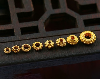 24K Gold Ancient Gold Chiseled Flower Flat Spacer Beads Beads Caps High Quality Diy Jewelry Accessories