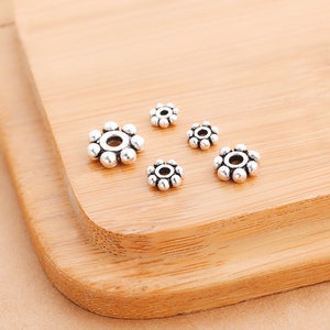 10pcs Sterling Zilveren Spacer - Daisy Spacer - Antieke Zilveren Spacer Kralen - Thaise Zilveren Kraal - Heishi Kralen - Vintage Spacer Kraal