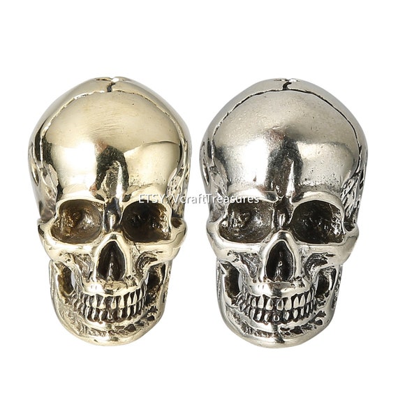 Skull Brass Paracord Knife Lanyard Bead Gold/Silver Handmade High Quality  Collectible Skull Beads