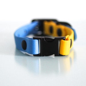 5/8" Biothane Dual Buckle Collar in Sunflower + Blue Beach
