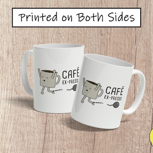 Café Ex-Presso Coffee Mug, Cute Spanish Mug, Funny Cartoon Puns Mug, Taza de Café