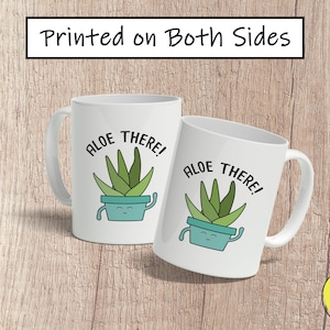 Aloe There Coffee Mug, Cute Spanish Mug, Funny Cartoon Puns Mug, Taza de Café