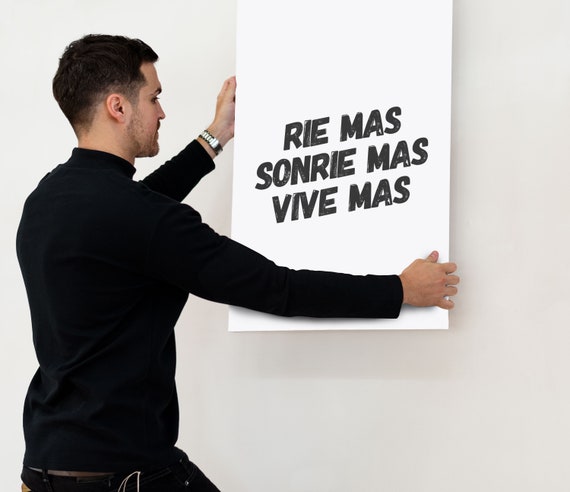 Citation inspirante Rie Más Sonrie Más Vive Más Art mural Affiche  imprimable Cadeau de dicton espagnol Impression de téléchargement  instantané Español -  France