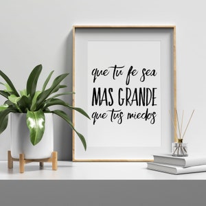 Que tu Fe Sea Más Grande Que Tus Miedos Quote Printable Wall Art|Inspirational Poster|Spanish Saying Gift|Instant Download Print|Español