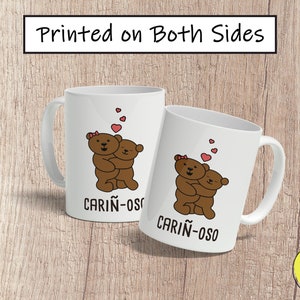 Carin-Oso Coffee Mug, Cute Spanish Mug, Funny Cartoon Puns Mug, Taza de Café