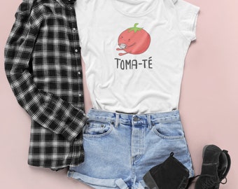 Toma-Te Cute Spanish Shirt , Camiseta Espanol , Play on Words Cartoon in Spanish , Funny Puns Unisex T Shirt