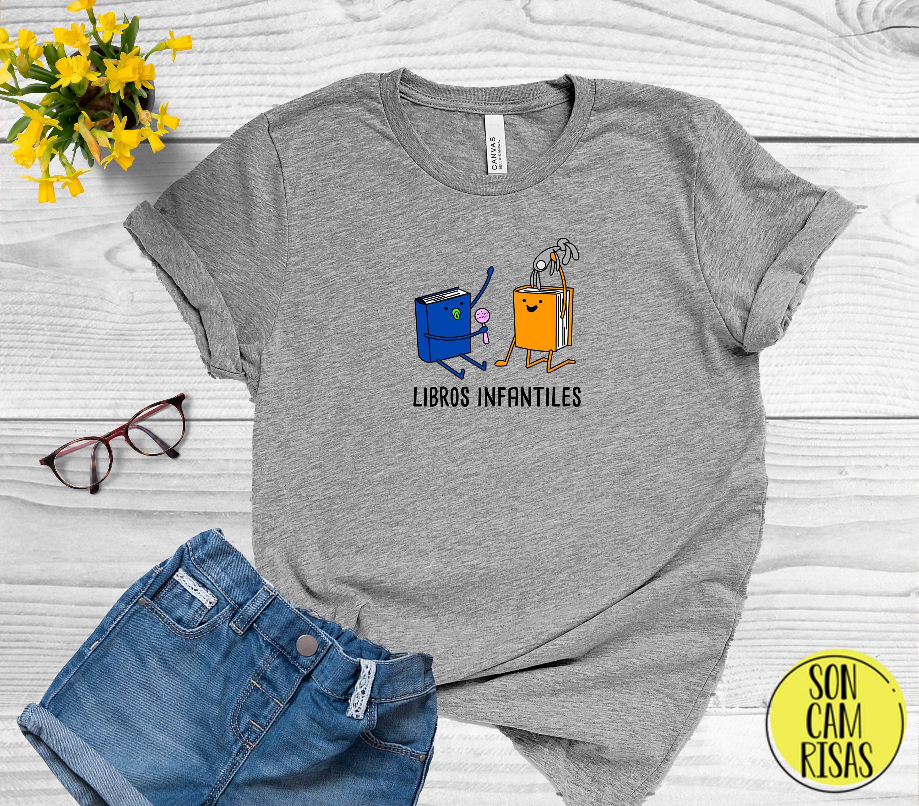 Libros Infantiles Cute Spanish Shirt , Camiseta Espanol, Play on Words Cartoon in Spanish , Funny Puns Unisex T Shirt