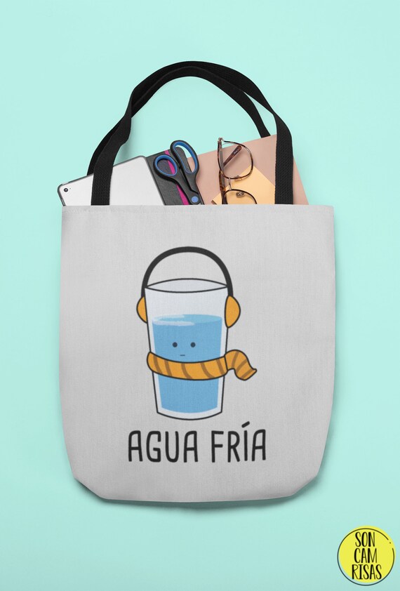 Divertido Agua Fria Bolsa de Bolso Espanol Bolsa de Comestibles reutilizable Regalo de Novedad de Profesor Estudiante Espanol Mercado Playa Tote Latina Etsy Espana