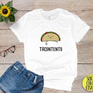 Tacontento Funny Spanish Shirt , Camiseta Espanol , Play on Words Cartoon in Spanish , Funny Puns Unisex T Shirt