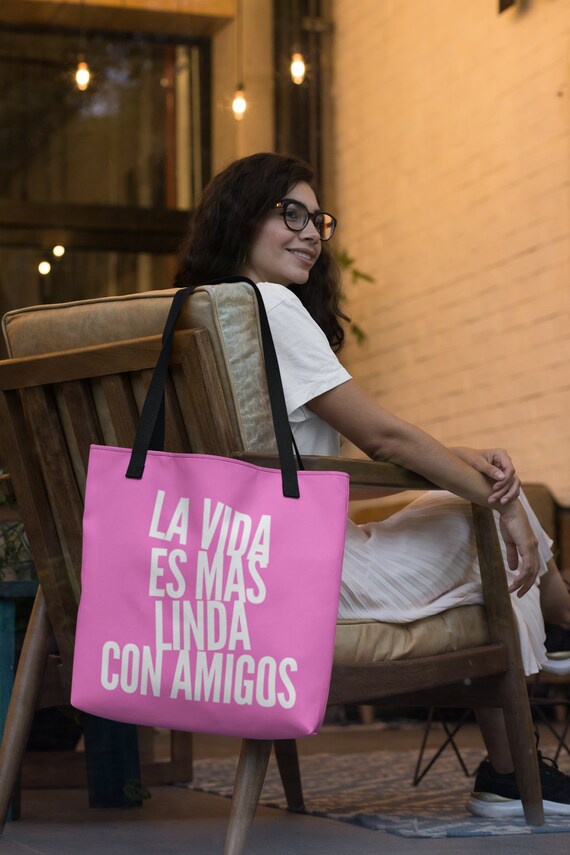 Suena en Grande Nunca Te Rindas Reusable Grocery Bag-Spanish Student Teacher Gift-Market Beach Travel Tote-Tea Spanish Quote Tote