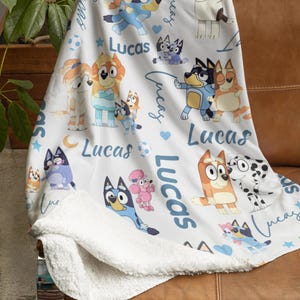 Custom Bluey Blanket | Plush Throw for Kids | Baby Blanket Gift | Bluey Baby Blanket for Boys & Girls | Soft Baby Blankets | Name Blanket