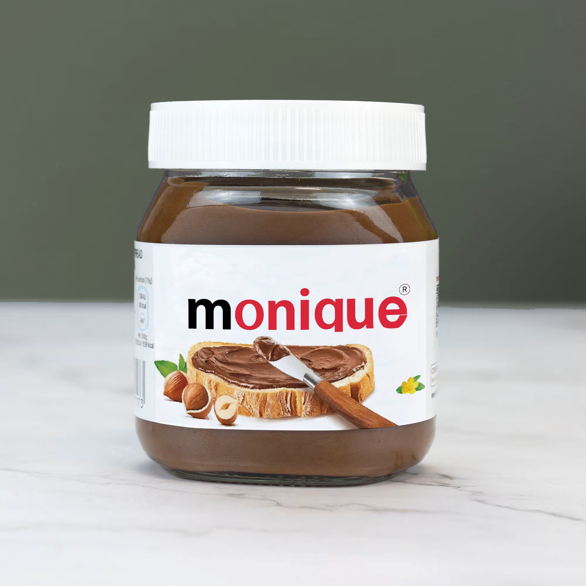 Image numérique personnalisée inspirée du Nutella pour pot de 350