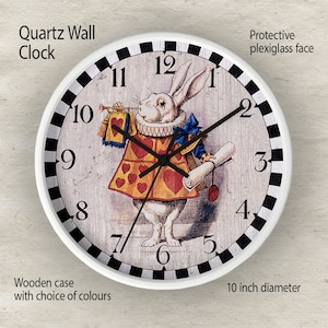 Quartz Wall Clock - Alice in Wonderland - White Rabbit