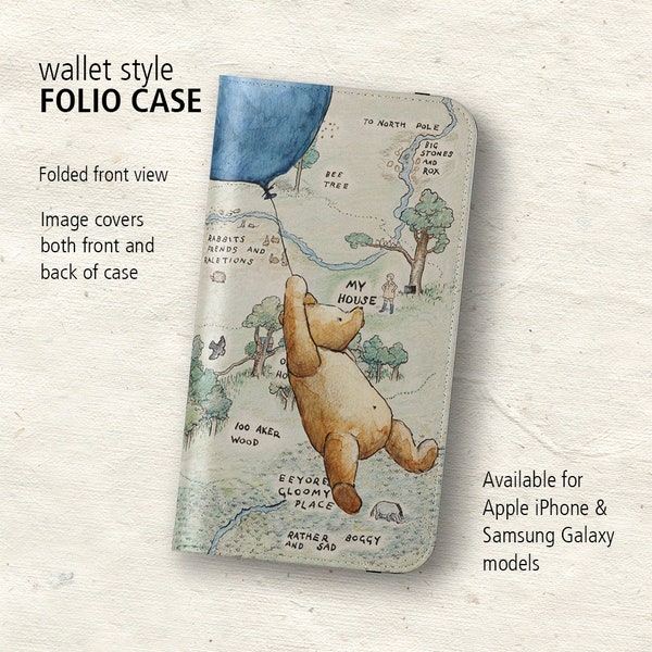 Folio Phone Case - Winnie the Pooh takes flight - Wallet style - Apple iPhone & Samsung Galaxy