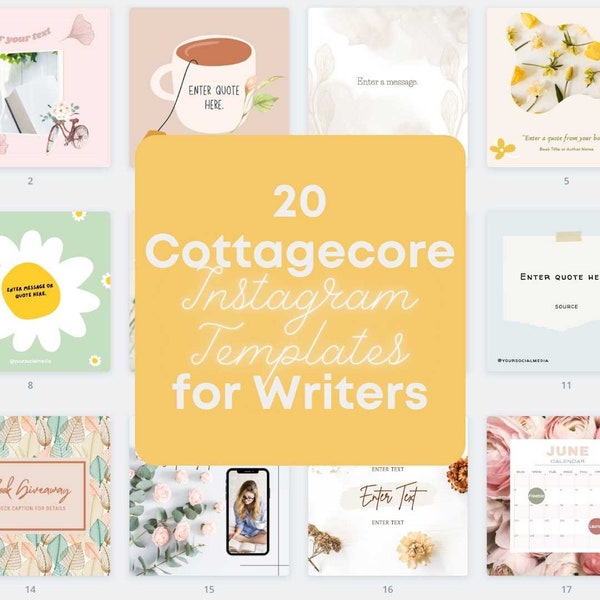 20 Cottagecore Instagram Templates For Writers | Canva Templates