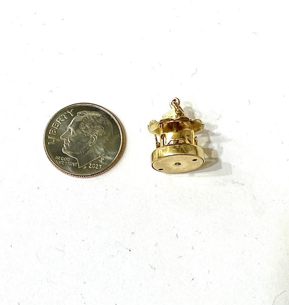 14K Yellow Gold Mini Animal Carousel Charm - image 4
