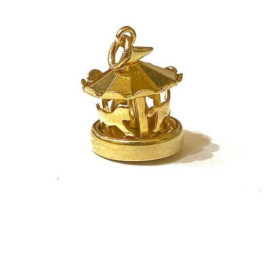14K Yellow Gold Mini Animal Carousel Charm - image 2