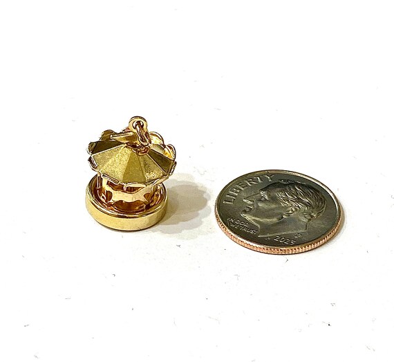 14K Yellow Gold Mini Animal Carousel Charm - image 3