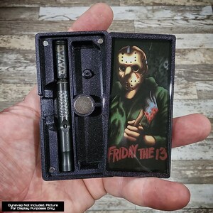 Dynavap Dinky V2 Custom Designer Stash Crate DS92 V2 Spark Black Acrylic Jason Voorhees Art Enclosure-Featured Art By Chad @ ArtcadeDesign