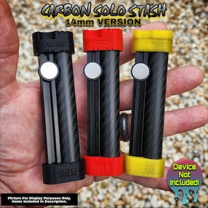 SKC Carbon Solo Stash 14mm Carbon Fiber Dugout Stash Dynavap Case w/ Adjustable Diametrical Pod Magnet