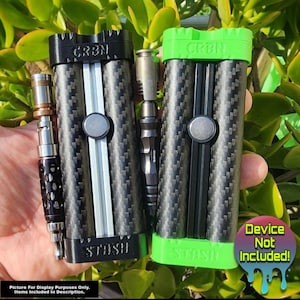 SKC CRBN Stash 16mm Dual Carbon Fiber Interchangeable Dugout Stash Case w/ Adjustable Diametrical Pod Magnet HyperDyn Dani Vestratto Device