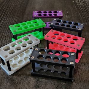 SKCreations TEIR Dynavap Stand 8 Vertical Storage Slots w/ Top Battery or Dynavap Holder Cartridge & Multiple Hole Configurations Options