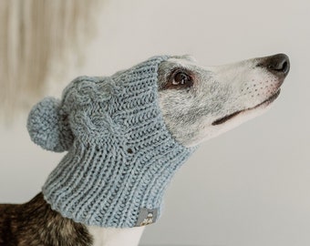 Dog snood Greyhound ear warmer Hand knit Whippet beanie hat Wool windhund accessories