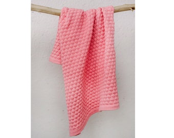 Pink baby blanket throw Merino wool stroller blanket Soft knit baby girl blanket Baby shower gift