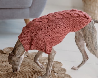 Greyhound sweater Wool Whippet clothing Hand knit Windhund jumper Warm Large dog clothes