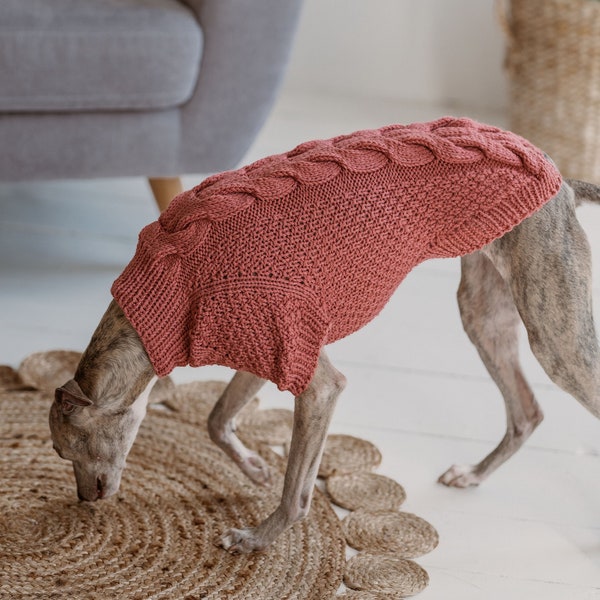 Pull lévrier laine Whippet vêtements pull Windhund tricoté à la main vêtements chauds pour grands chiens