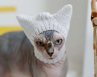 Hand Knit Sphynx Cat Jumpsuit Alpaca Wool Sweater for Cat 