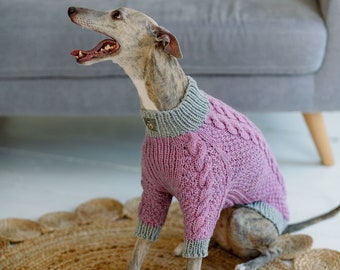 Italian greyhound clothing Large dog sweater Wool Whippet clothes Hand Knit Turtleneck sweater for big dog