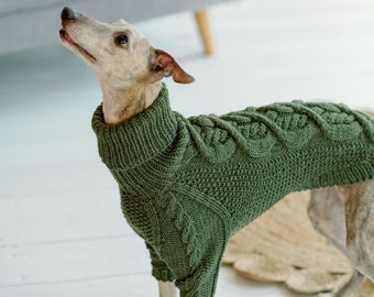 Italian greyhound clothing Large dog sweater Wool Whippet clothes Hand Knit Turtleneck sweater for big dog