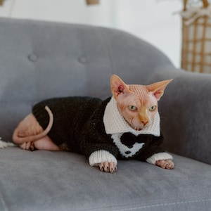 Buy Cat Tuxedo With Bow Tie Sphynx Cat Dress Suit Hand Knit