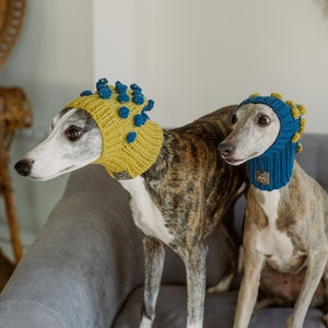 Italienisches Windspiel Mütze Pom Pom Mütze für große Hunde Snood Handgestrickter Schal Whippet Mützen