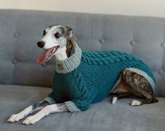 Italian greyhound turtleneck sweater Wool Whippet clothing Hand knit Large dog jumper Big dog clothes