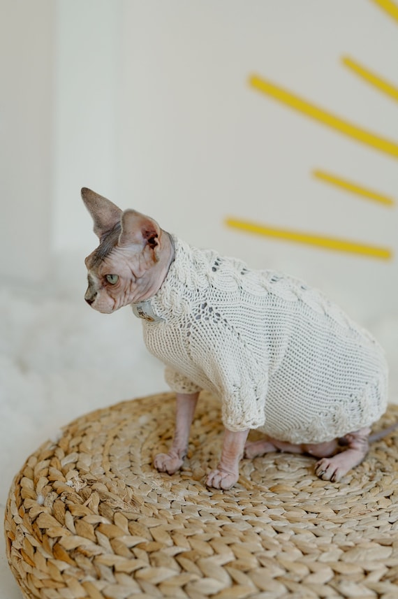 Sphynx Cat Dress Hairless Cat Knit Clothing Merino Wool White Etsy