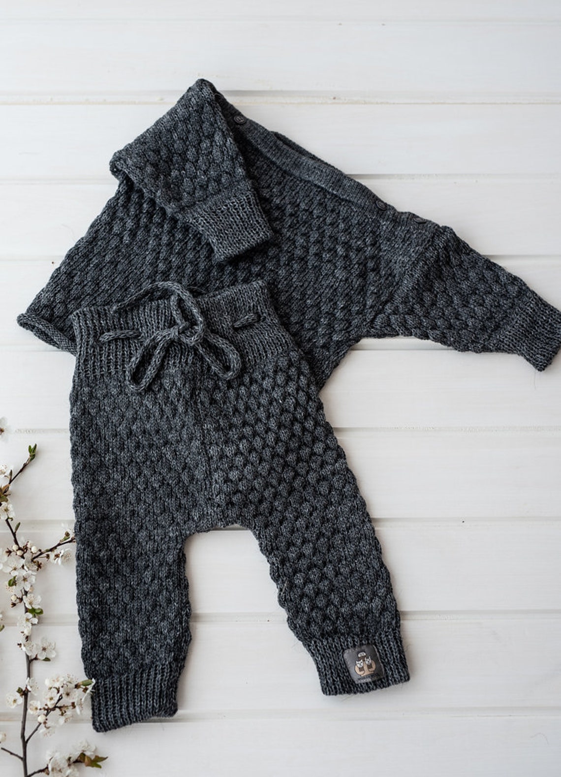Knit Baby Outfit Newborn Knit Set of Pants and Sweater Merino - Etsy